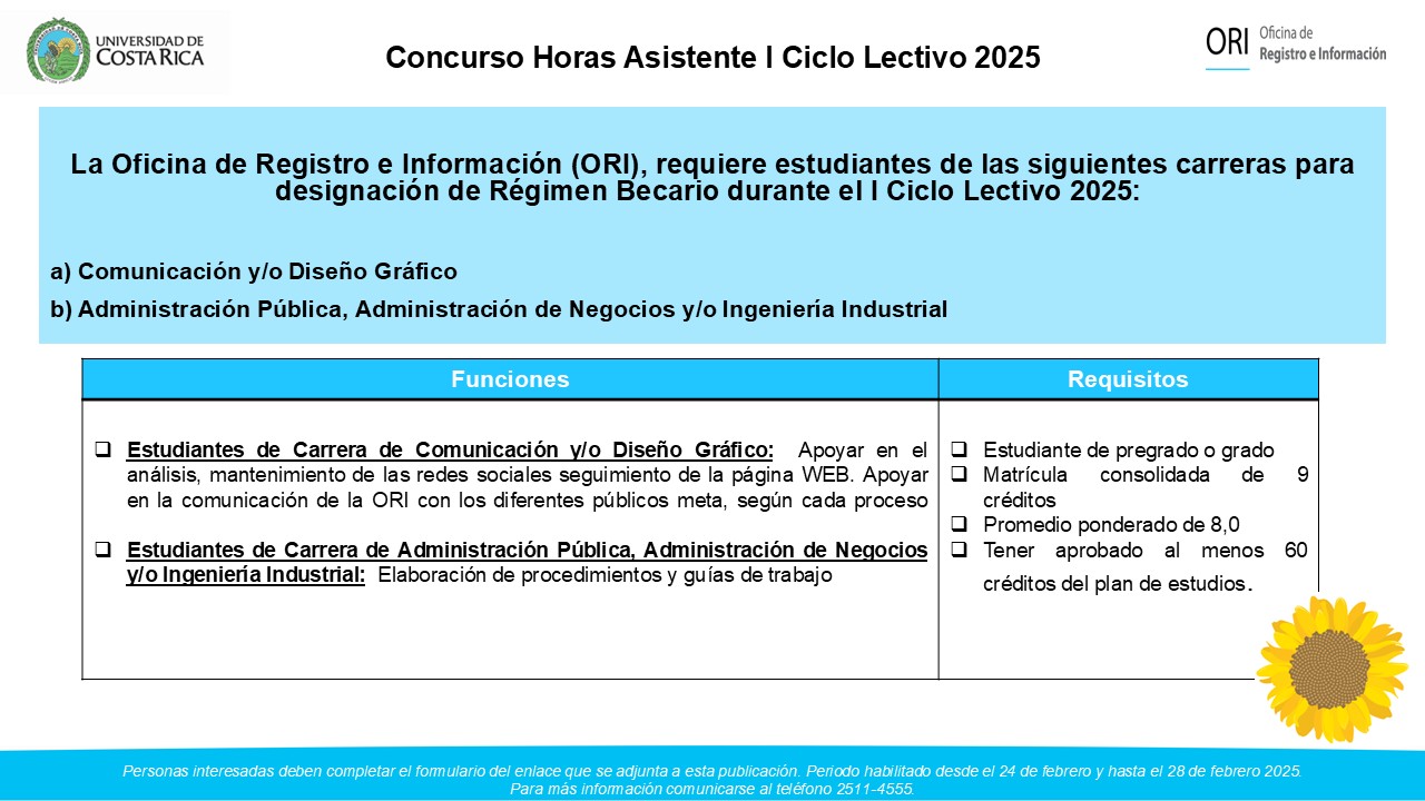 Resumen de información del concurso descrito anteriormente.